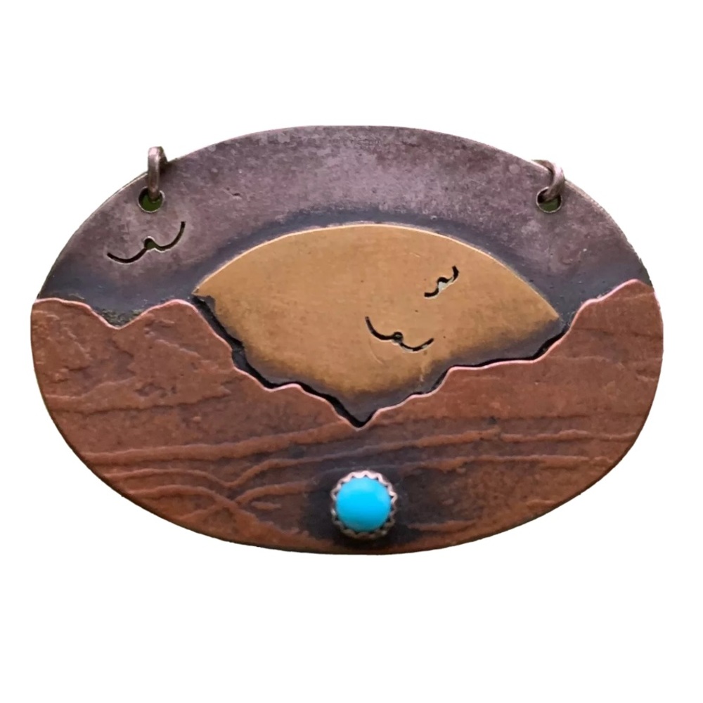 Electroform Mountain Sunset Scenery Necklace